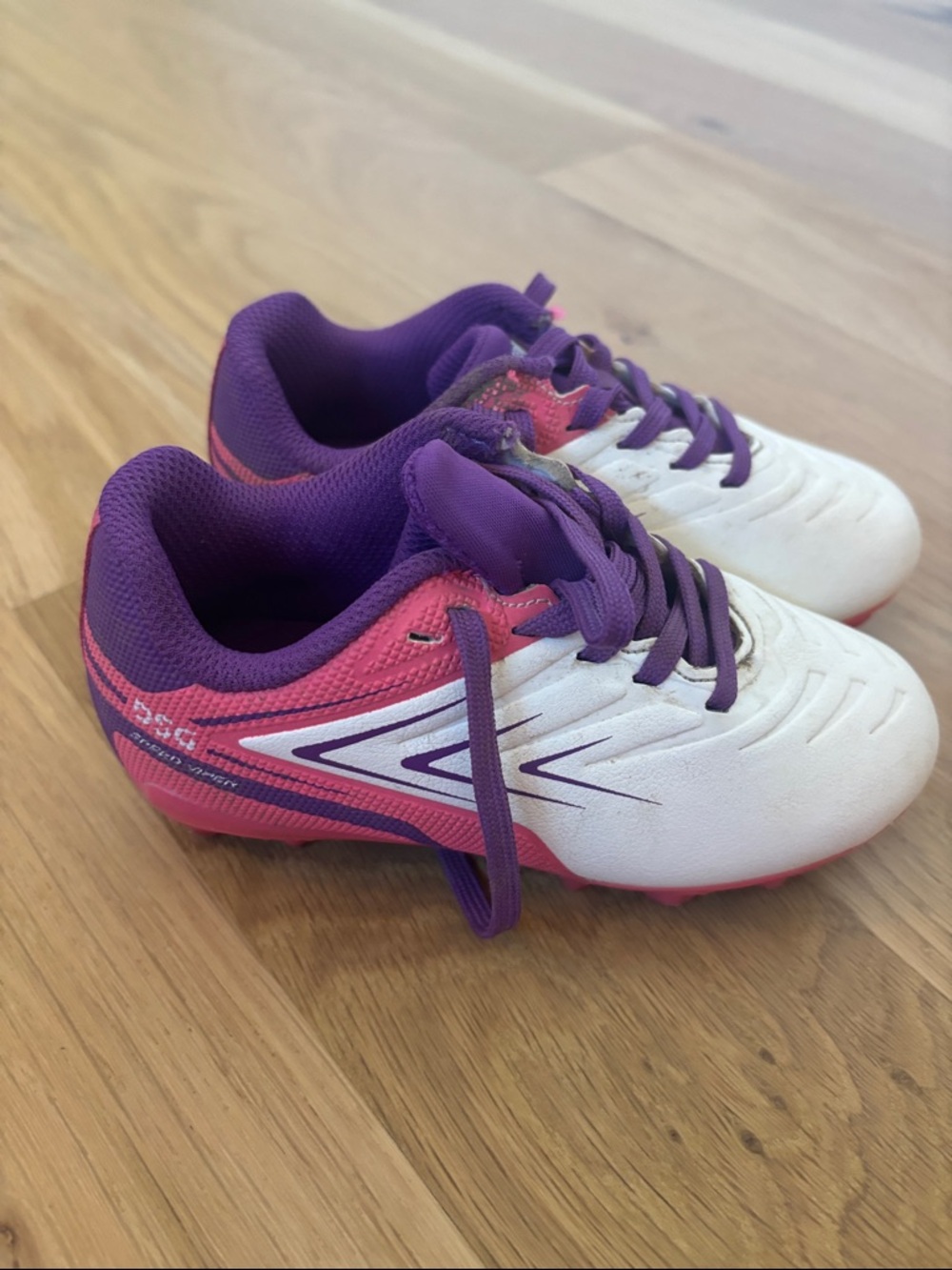 Girls' Purple & Pink Athletic Cleats - Kids Sports Shoes size 9